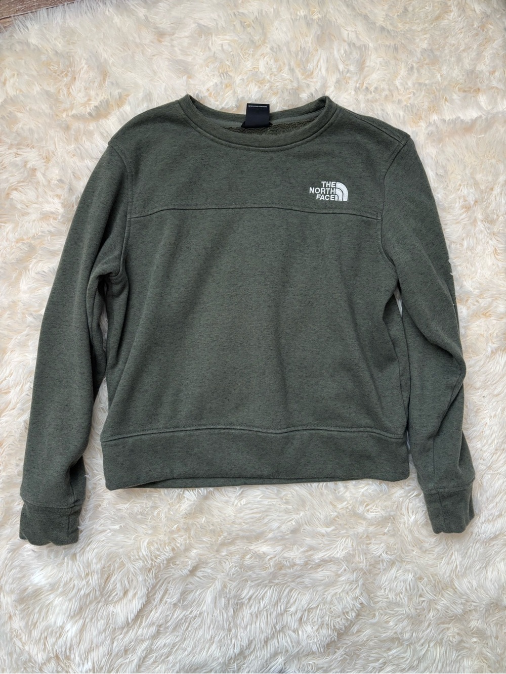 North Face Sherpa Lined Crewneck Sweatshirt Olive Green Women's Size M